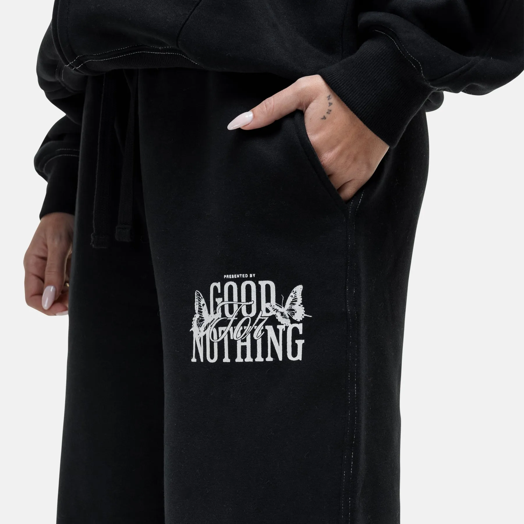 Dakota Butterfly Black Sweatpants sold by Good For Nothing Clothing product image thumbnail 3