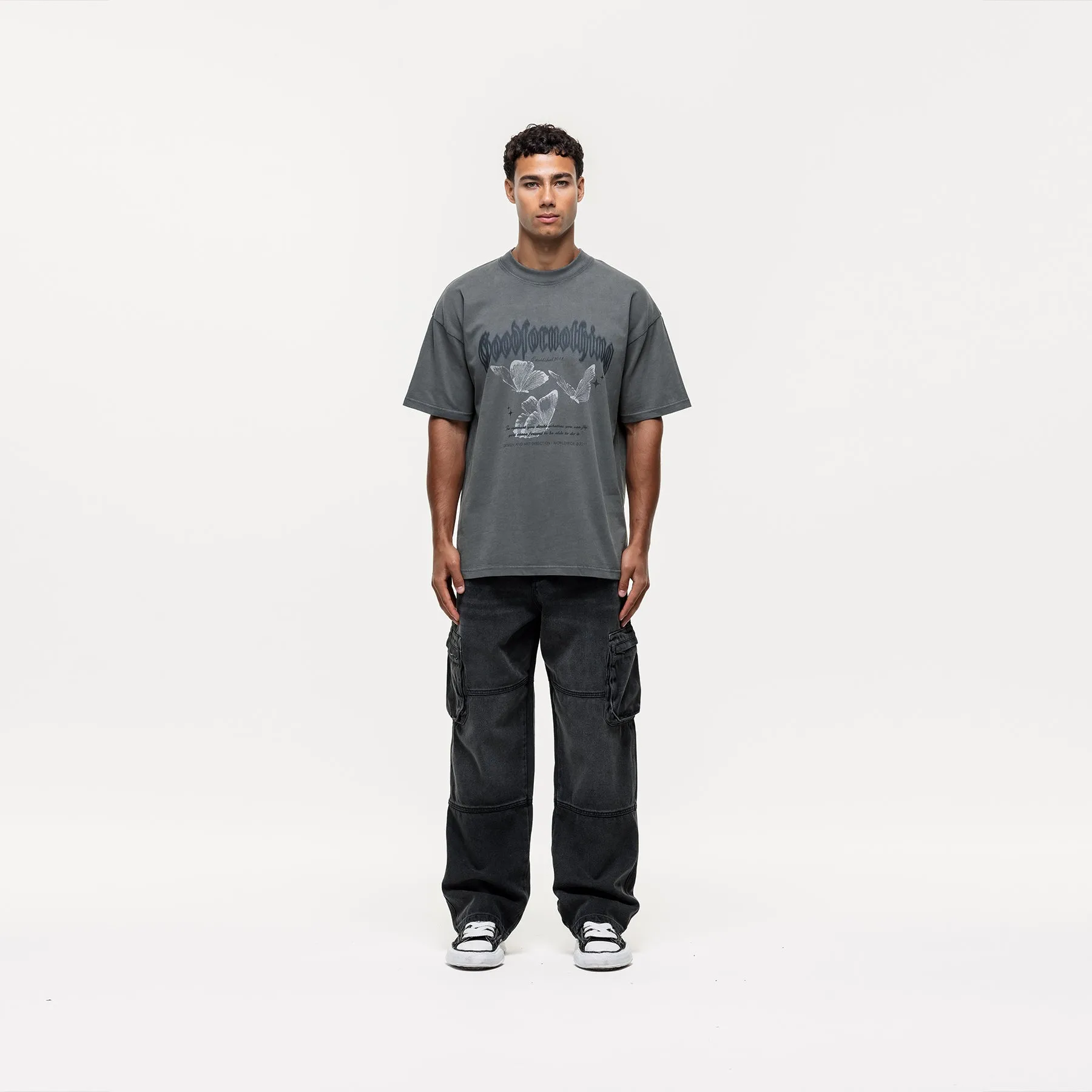 Kaleidoscope Butterfly Gunmetal T-shirt sold by Good For Nothing Clothing product image thumbnail 3