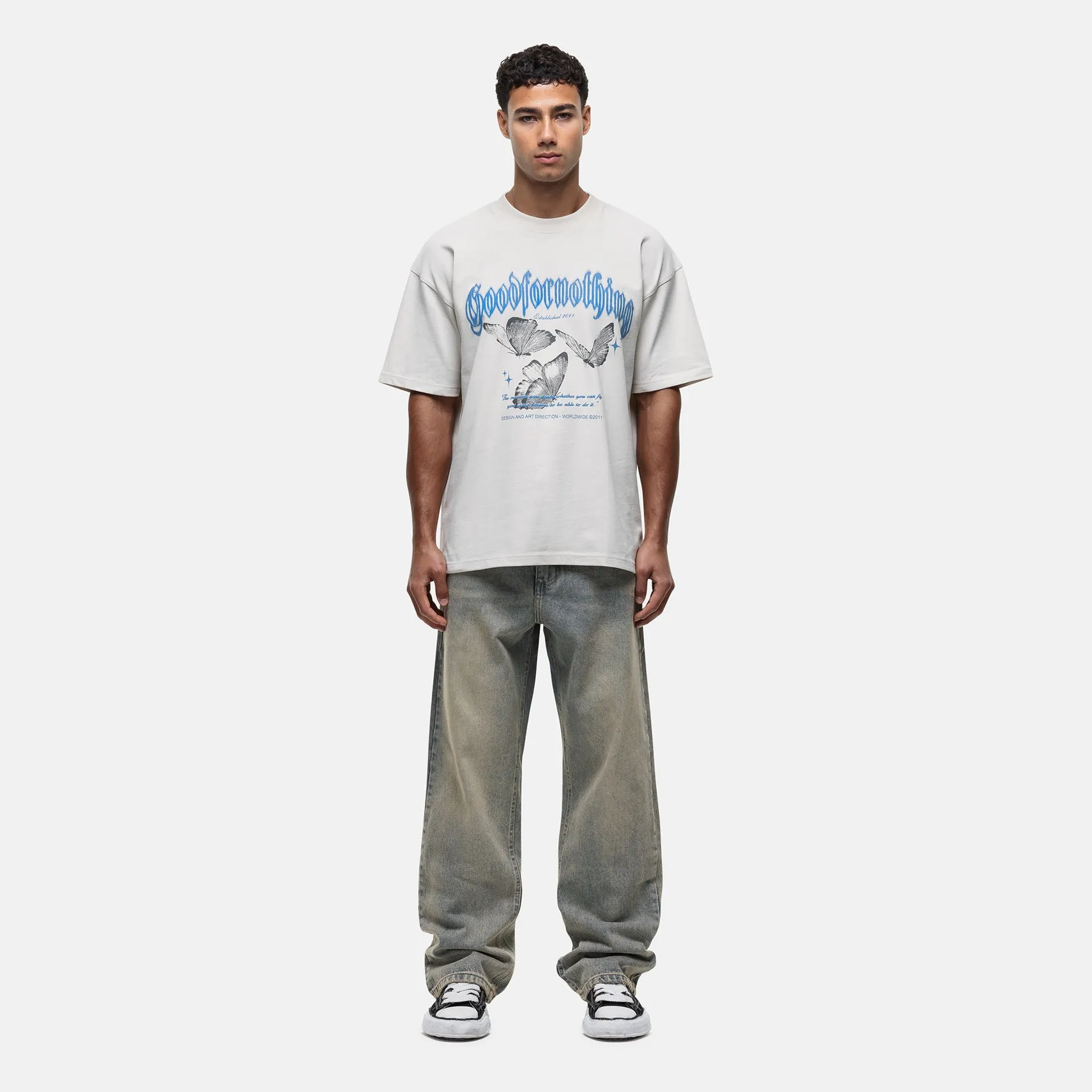 Kaleidoscope Butterfly Cream T-shirt sold by Good For Nothing Clothing product image thumbnail 4