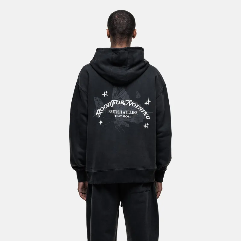 Liberty Washed Black Hoodie sold by Good For Nothing Clothing