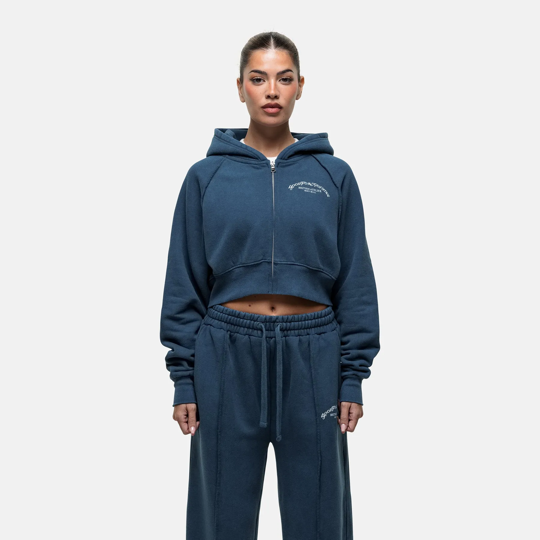 Raw Seam Washed Blue Zip Hoodie sold by Good For Nothing Clothing