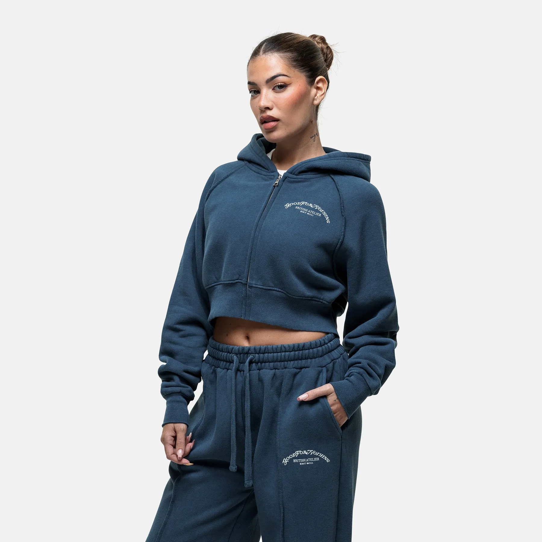 Raw Seam Washed Blue Zip Hoodie sold by Good For Nothing Clothing product image thumbnail 4