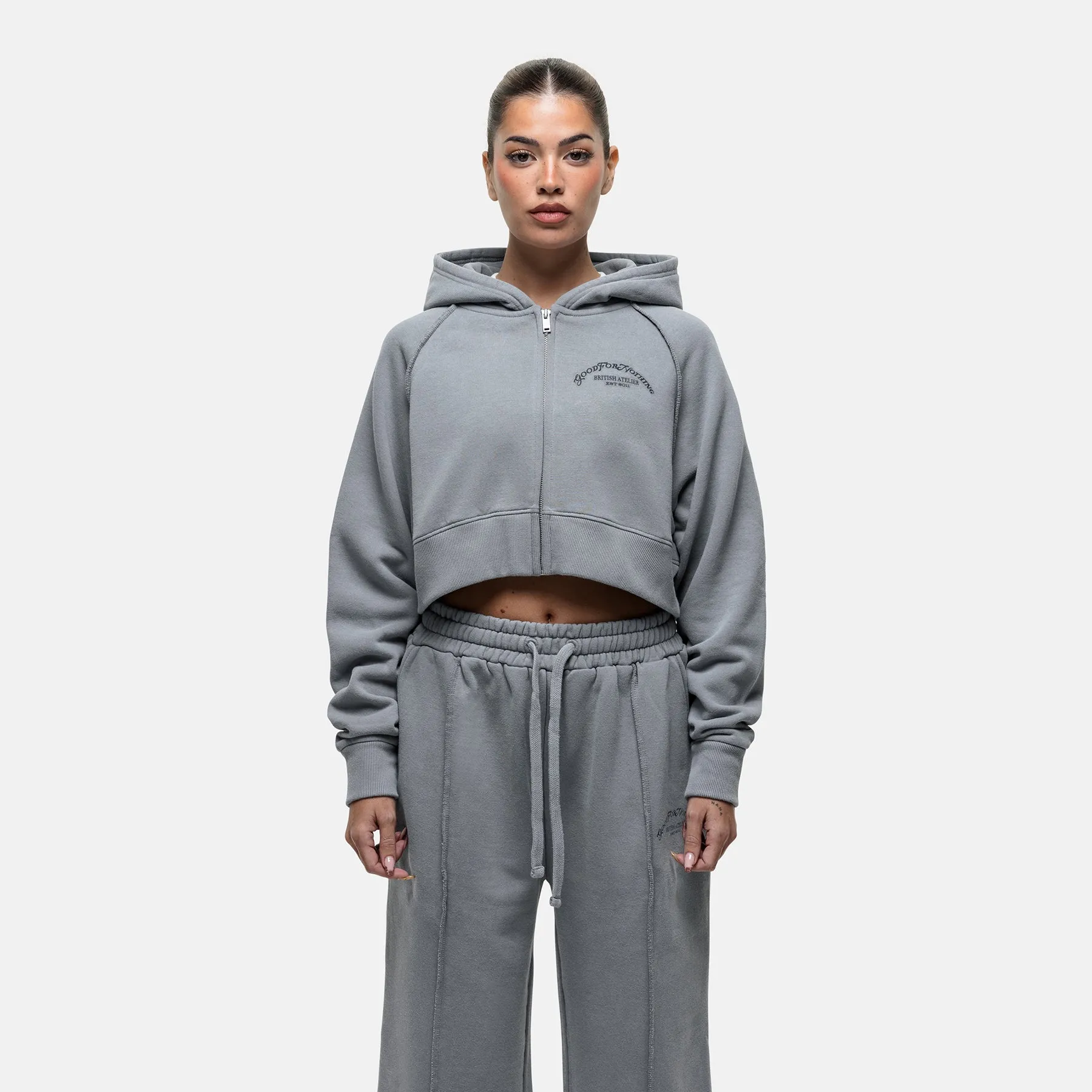 Raw Seam Washed Grey Zip Hoodie sold by Good for Nothing