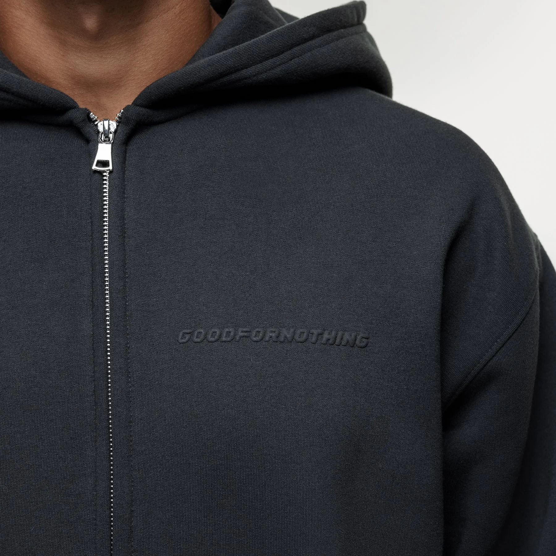 Vintage Onyx Black Zip Hoodie sold by Good For Nothing Clothing product image thumbnail 2