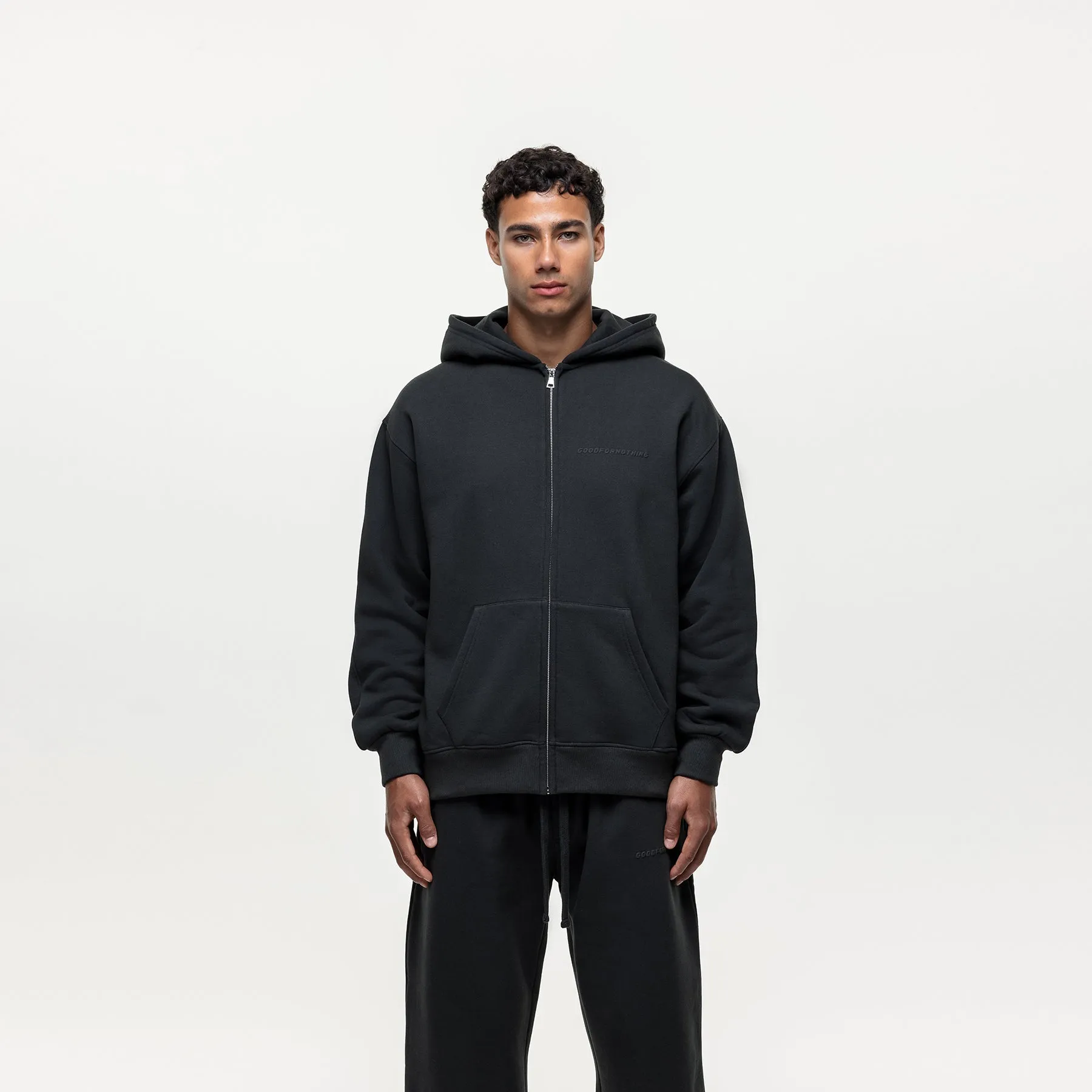 Vintage Onyx Black Zip Hoodie sold by Good For Nothing Clothing