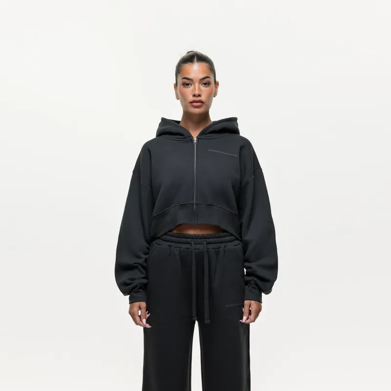 Vintage Onyx Black Zip Hoodie sold by Good For Nothing Clothing