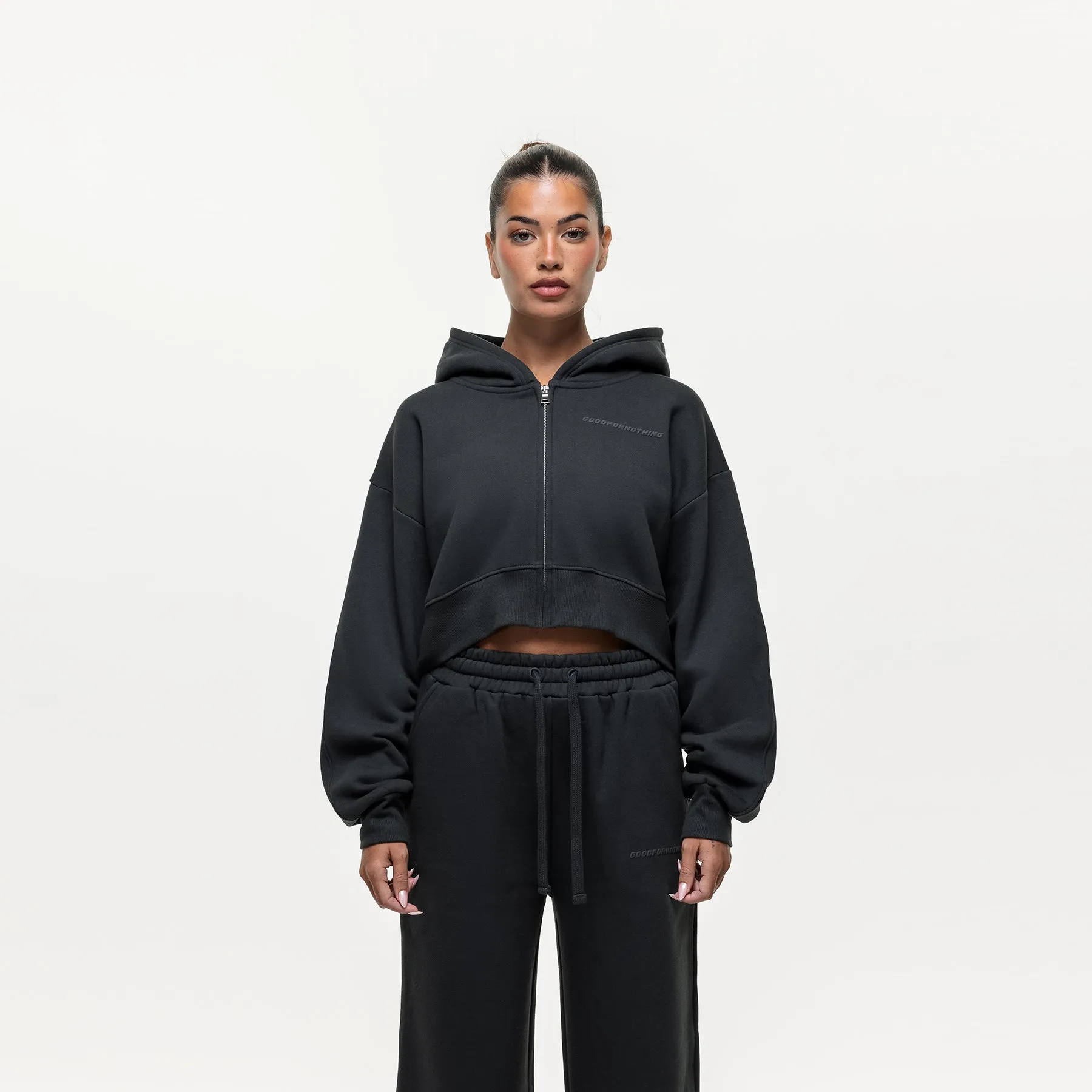 Vintage Onyx Black Zip Hoodie sold by Good For Nothing Clothing