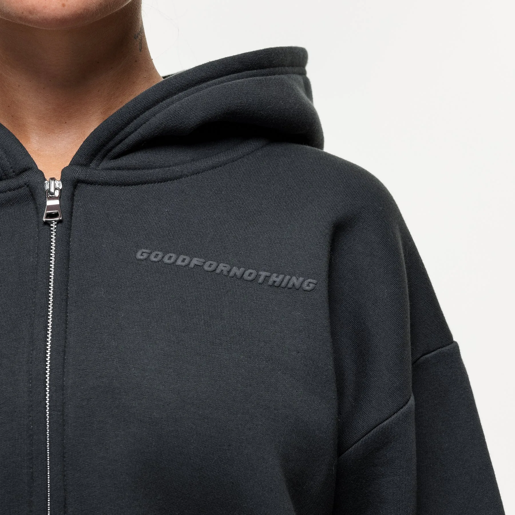 Vintage Onyx Black Zip Hoodie sold by Good For Nothing Clothing product image thumbnail 3