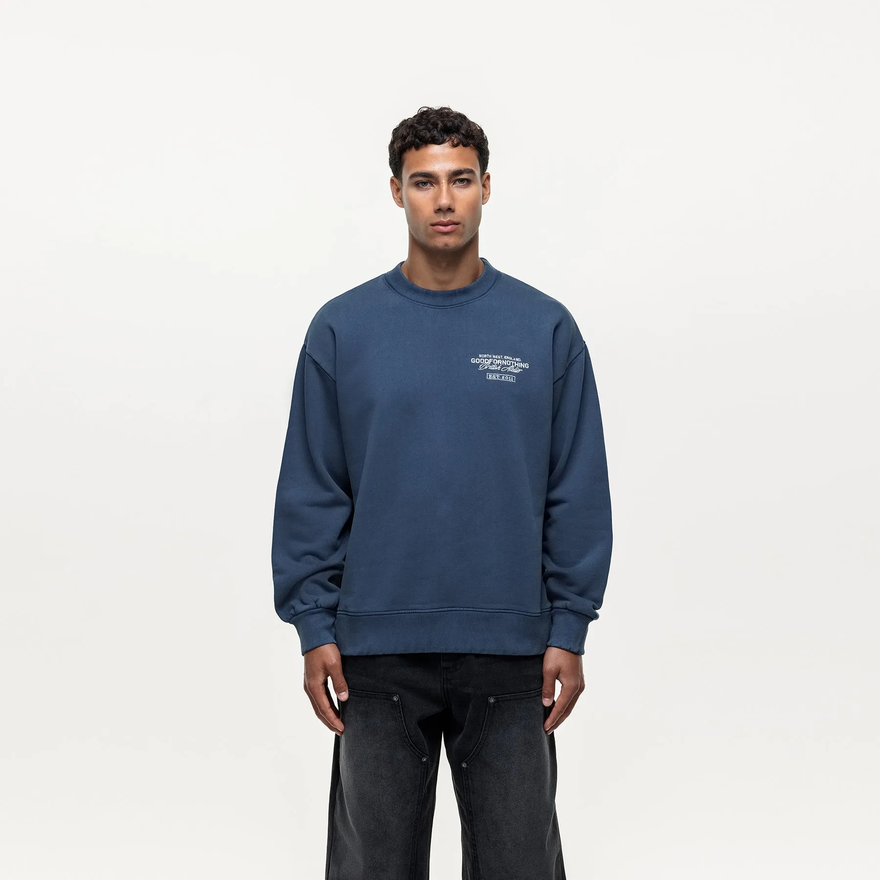 Atelier Navy Washed Sweatshirt sold by Good For Nothing Clothing