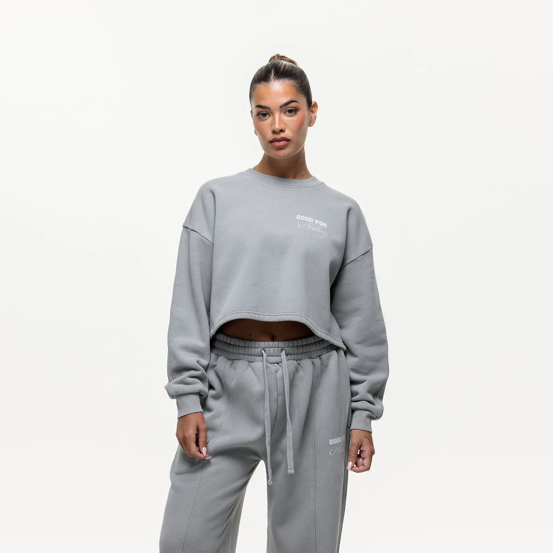 Slouch Grey Crop Sweatshirt sold by Good for Nothing product image thumbnail 4