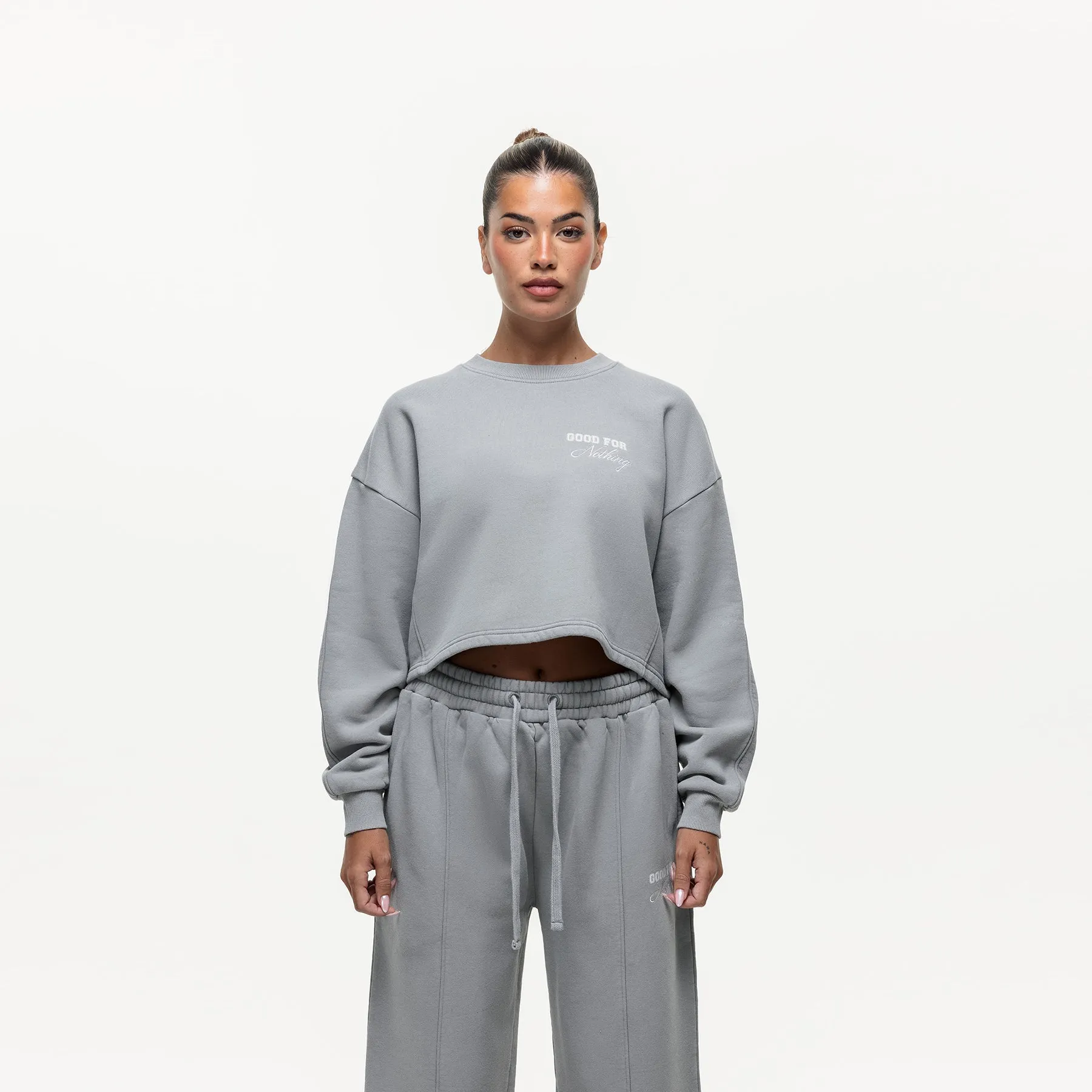 Slouch Grey Crop Sweatshirt sold by Good for Nothing