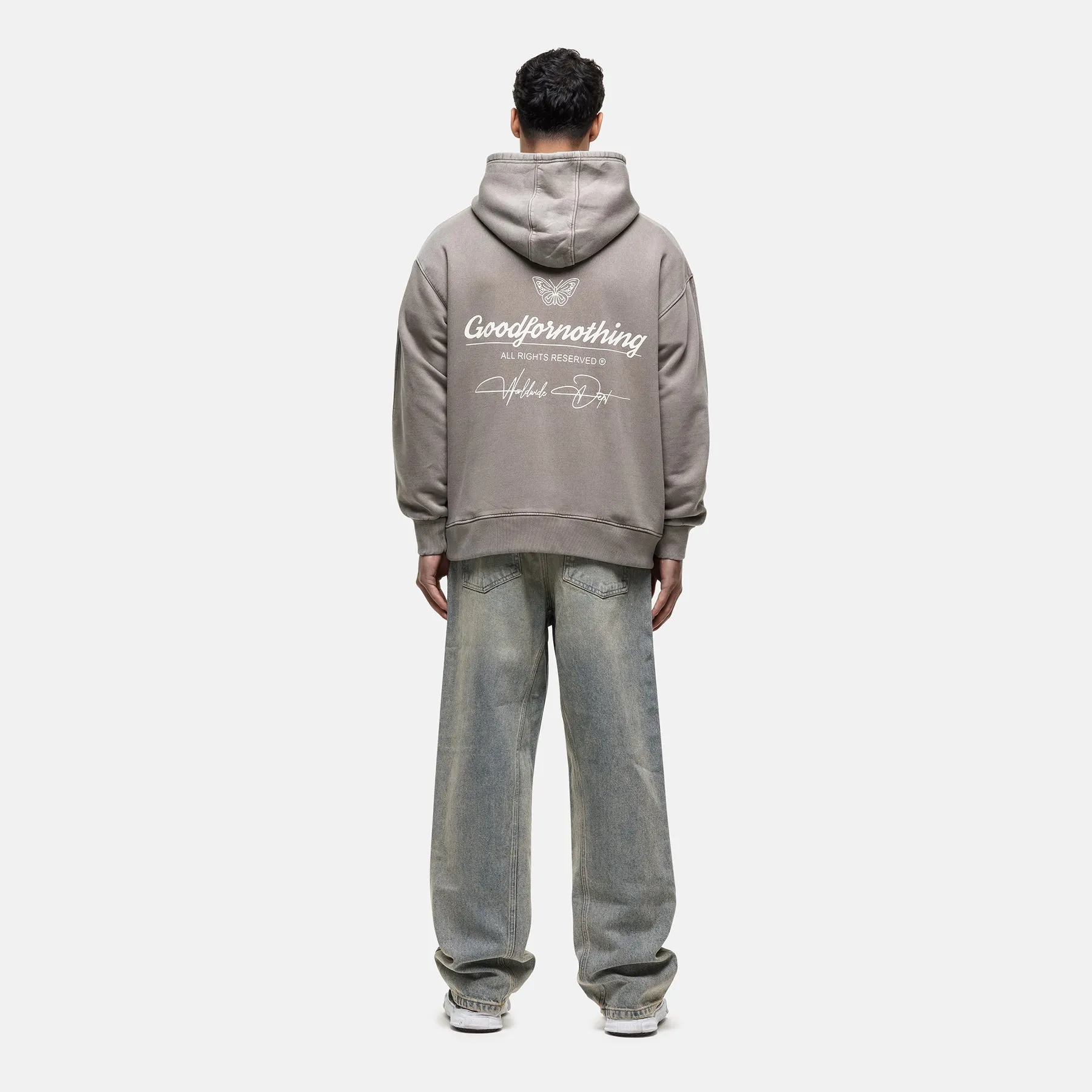 Cult Butterfly Taupe Washed Hoodie sold by Good For Nothing Clothing product image thumbnail 3