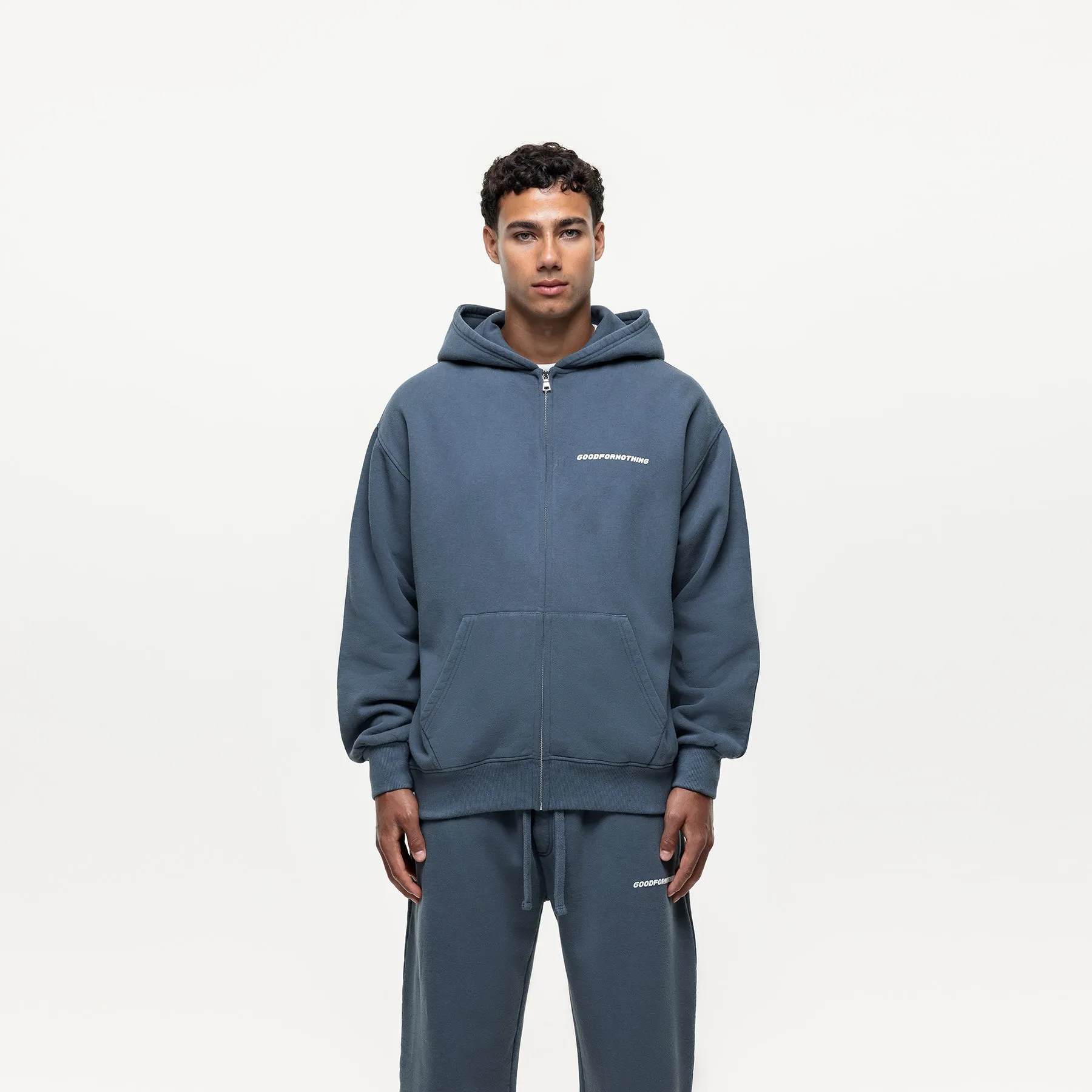 Vintage Washed Blue Zip Hoodie sold by Good For Nothing Clothing