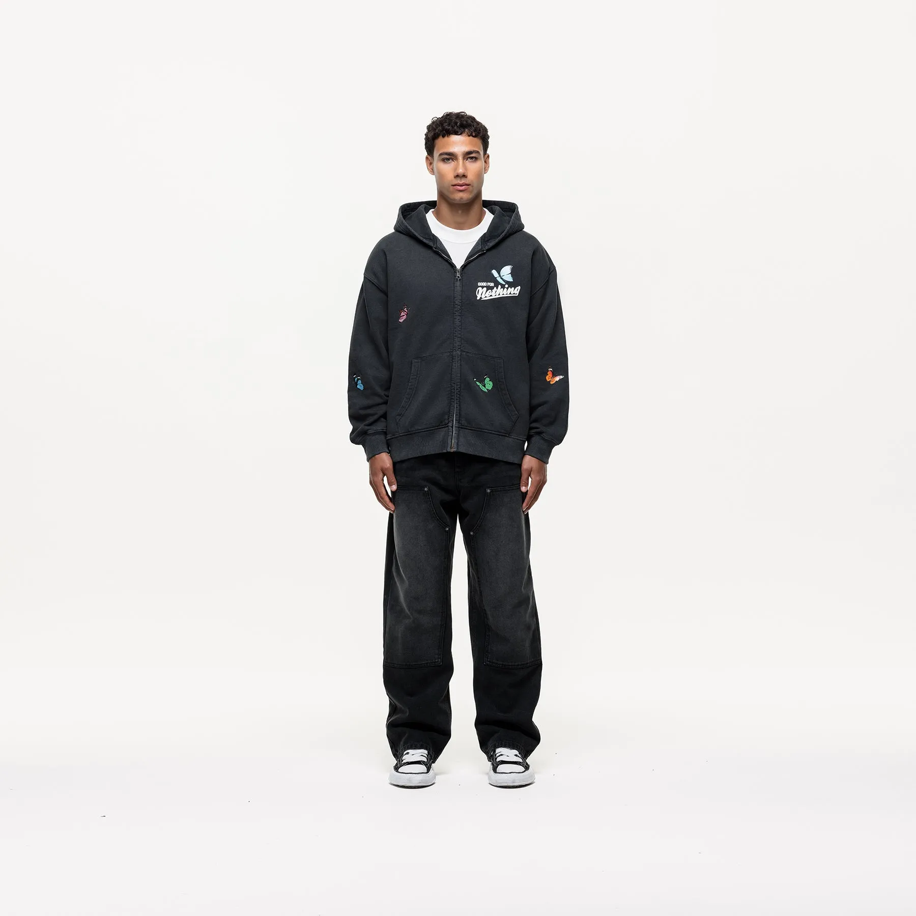 Flight Washed Black Zip Hoodie sold by Good For Nothing Clothing product image thumbnail 5