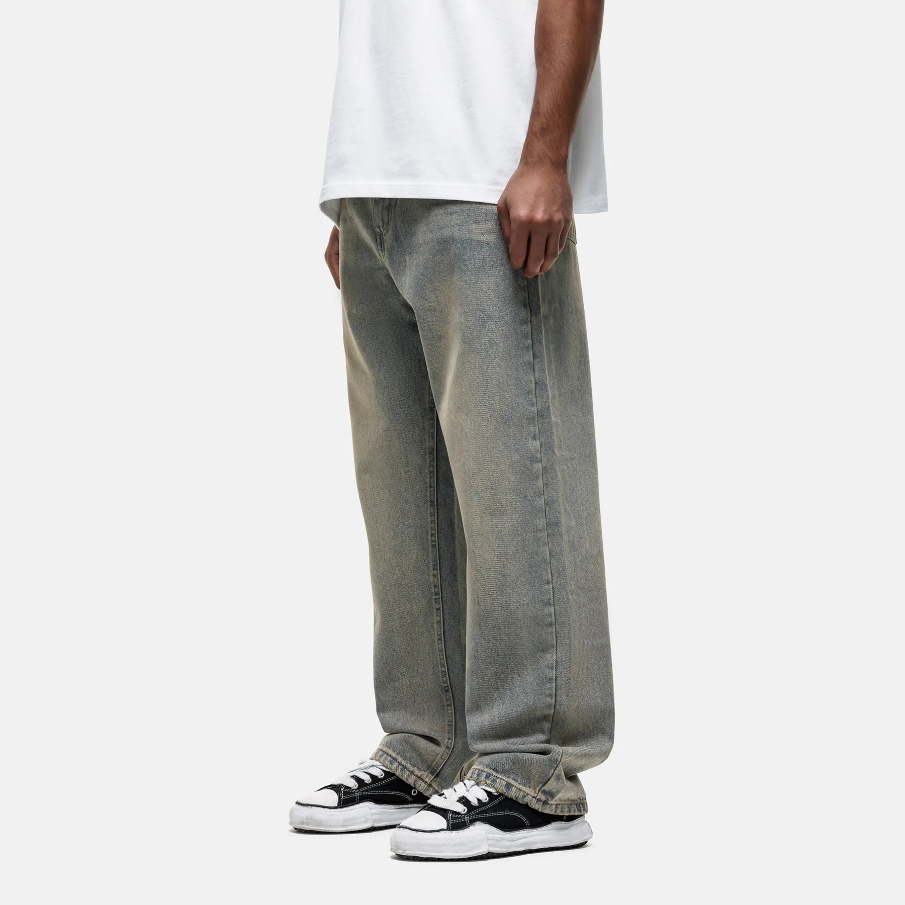 Heavy Washed Cream Blue Denim Jeans sold by Good For Nothing Clothing product image thumbnail 2