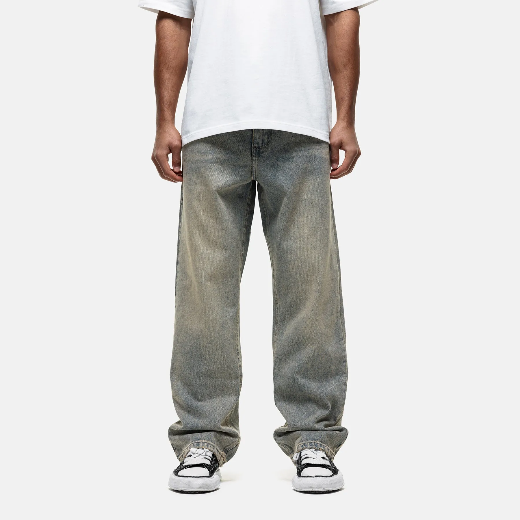 Heavy Washed Cream Blue Denim Jeans sold by Good For Nothing Clothing