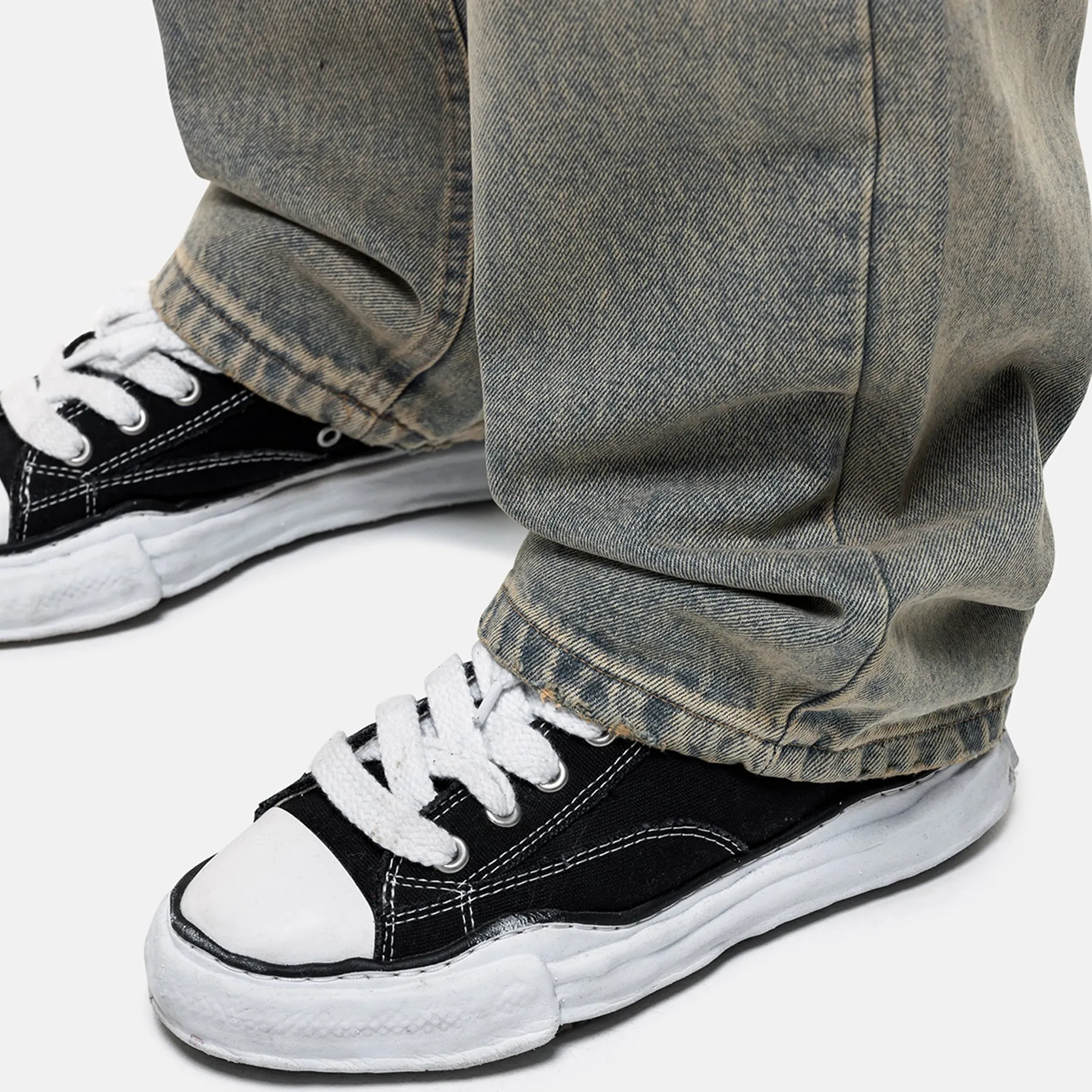 Heavy Washed Cream Blue Denim Jeans sold by Good For Nothing Clothing product image thumbnail 4