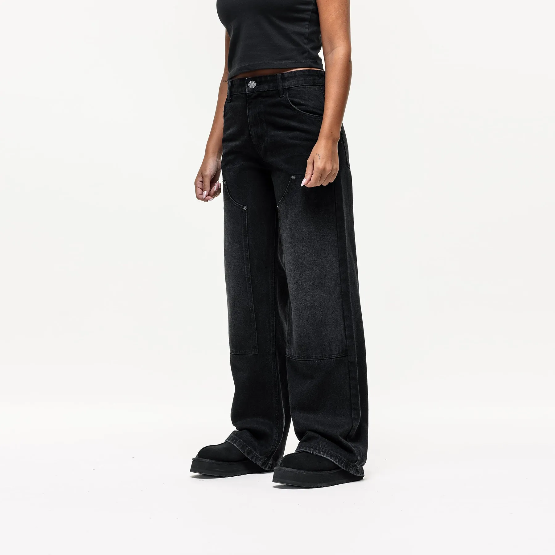 Washed Carpenter Black Baggy Denim Jean sold by Good For Nothing Clothing product image thumbnail 2