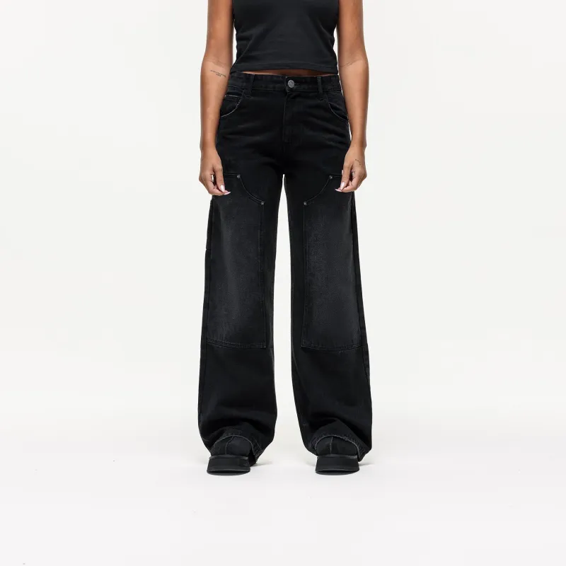 Washed Carpenter Black Baggy Denim Jean sold by Good For Nothing Clothing