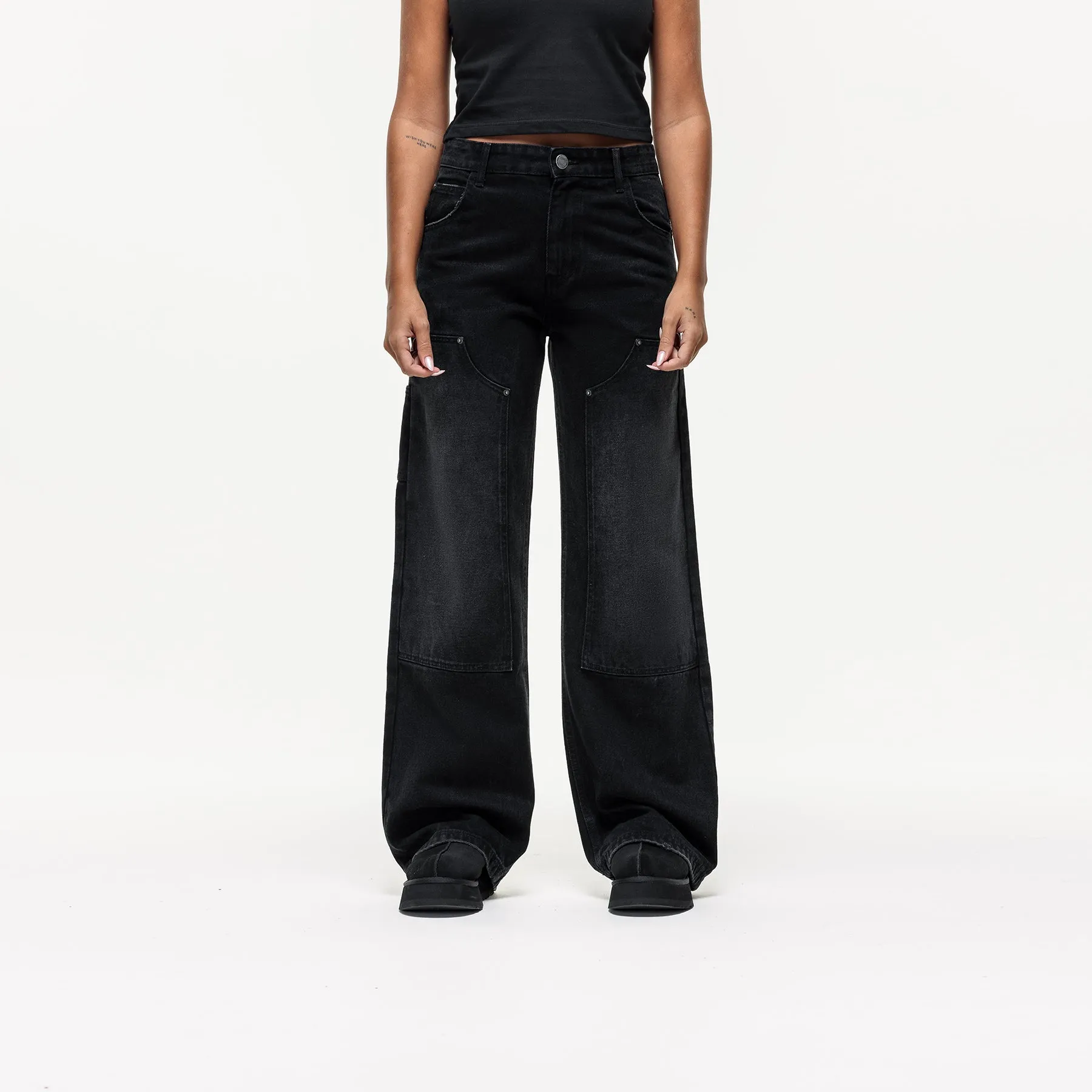 Washed Carpenter Black Baggy Denim Jean sold by Good For Nothing Clothing
