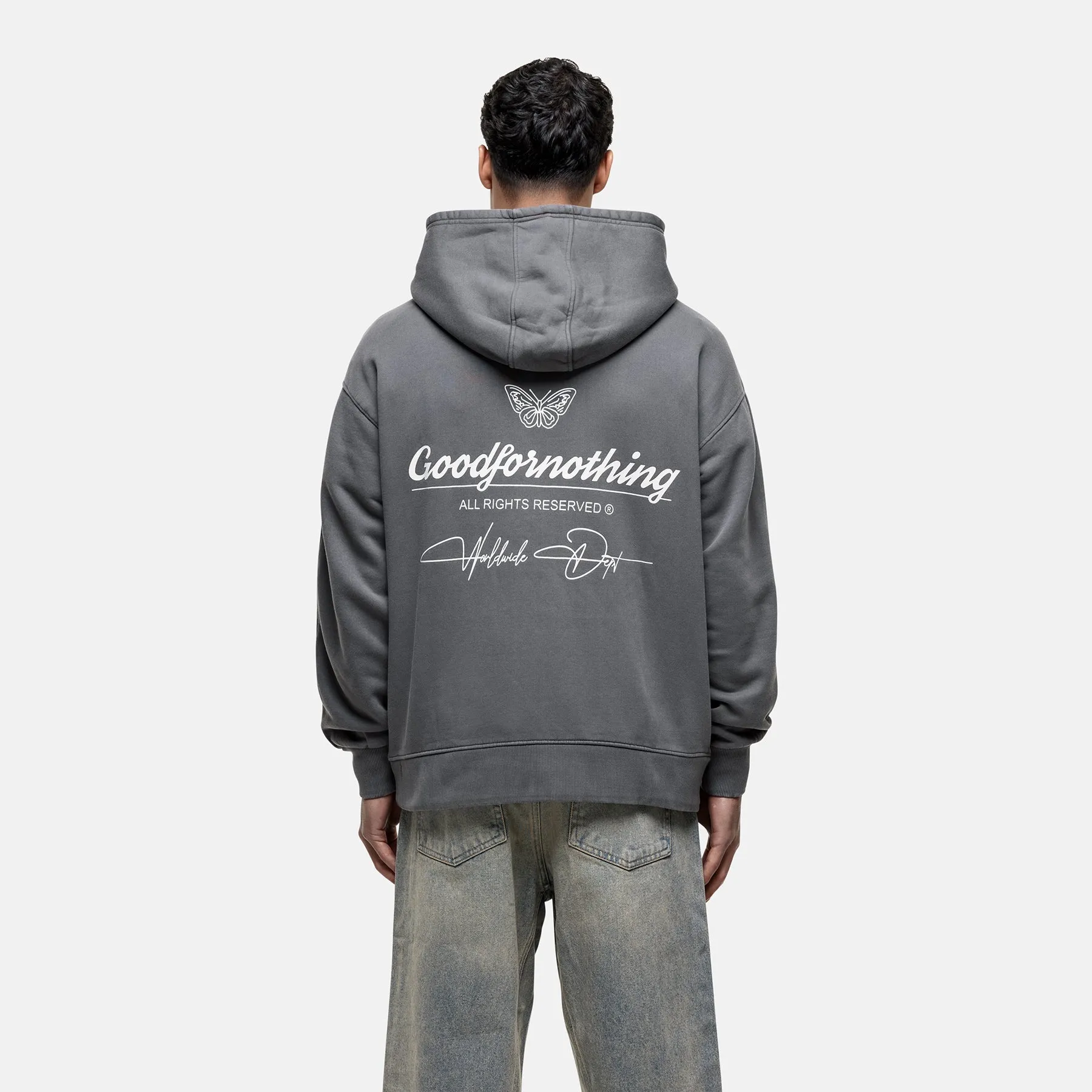 Cult Butterfly Grey Washed Hoodie sold by Good For Nothing Clothing product image thumbnail 2