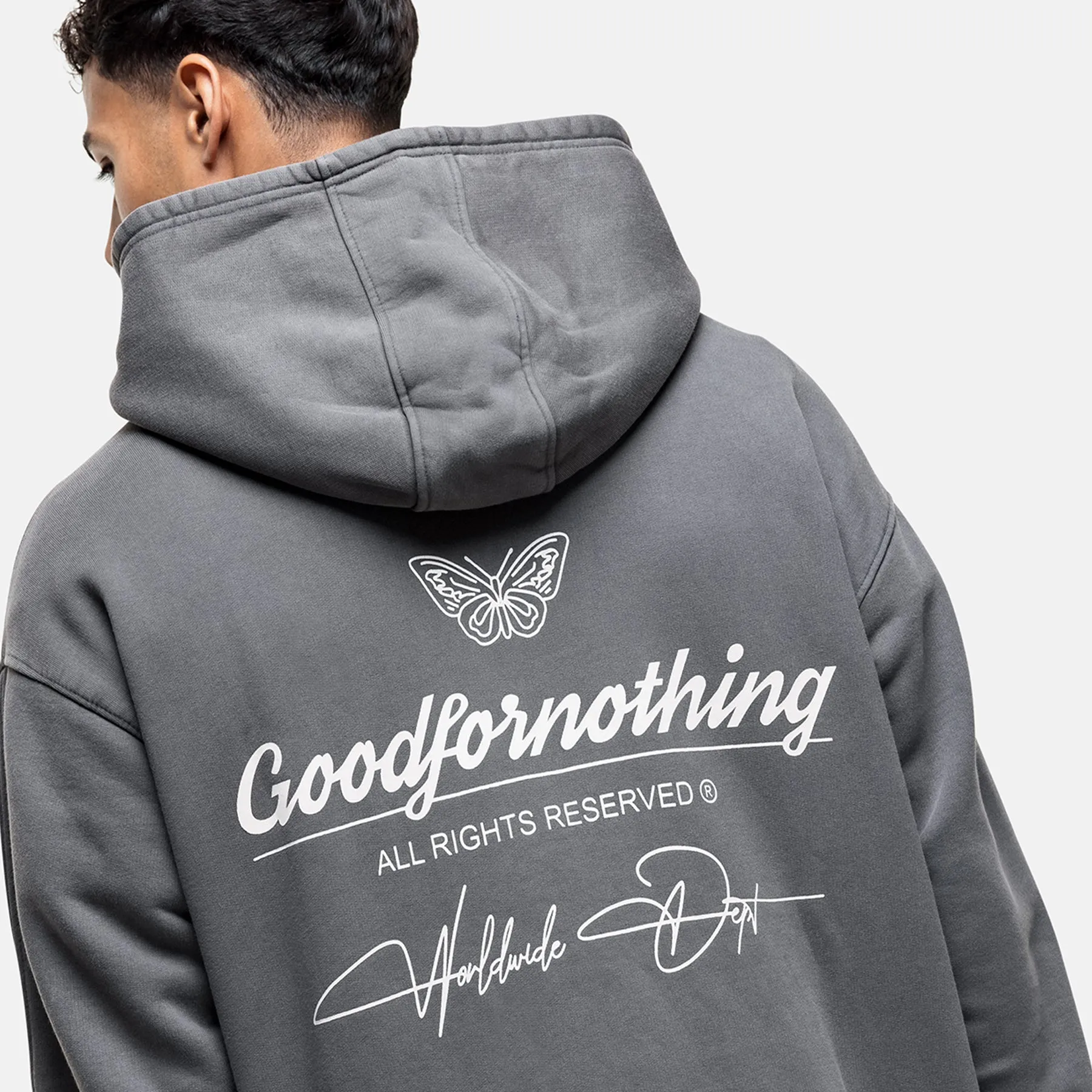 Cult Butterfly Grey Washed Hoodie sold by Good For Nothing Clothing product image thumbnail 3