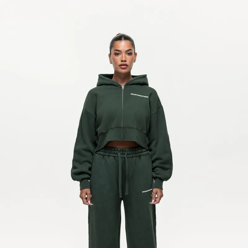 Vintage Washed Green Zip Hoodie sold by Good For Nothing Clothing