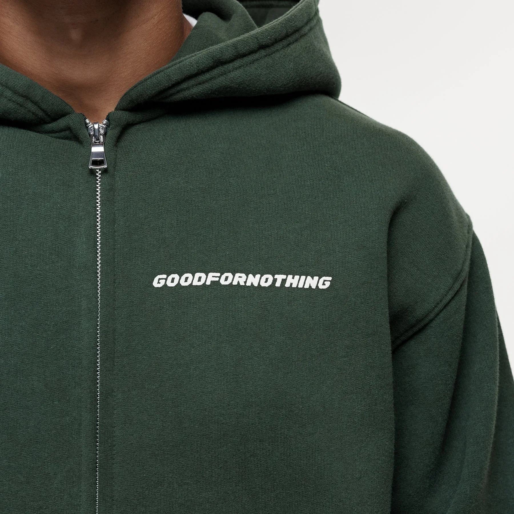 Vintage Washed Dark Green Zip Hoodie sold by Good for Nothing product image thumbnail 2