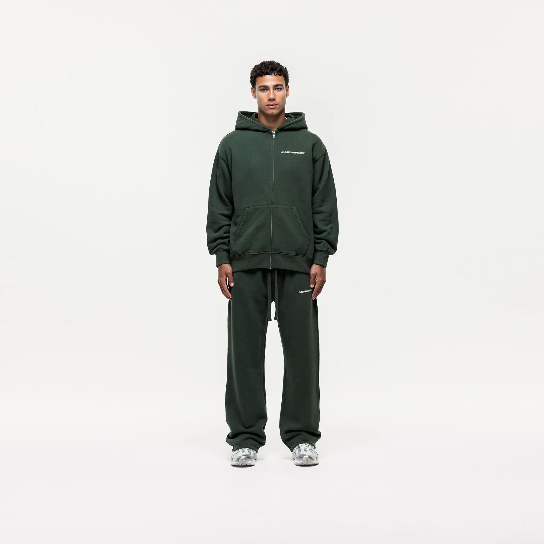 Vintage Washed Dark Green Zip Hoodie sold by Good for Nothing product image thumbnail 3