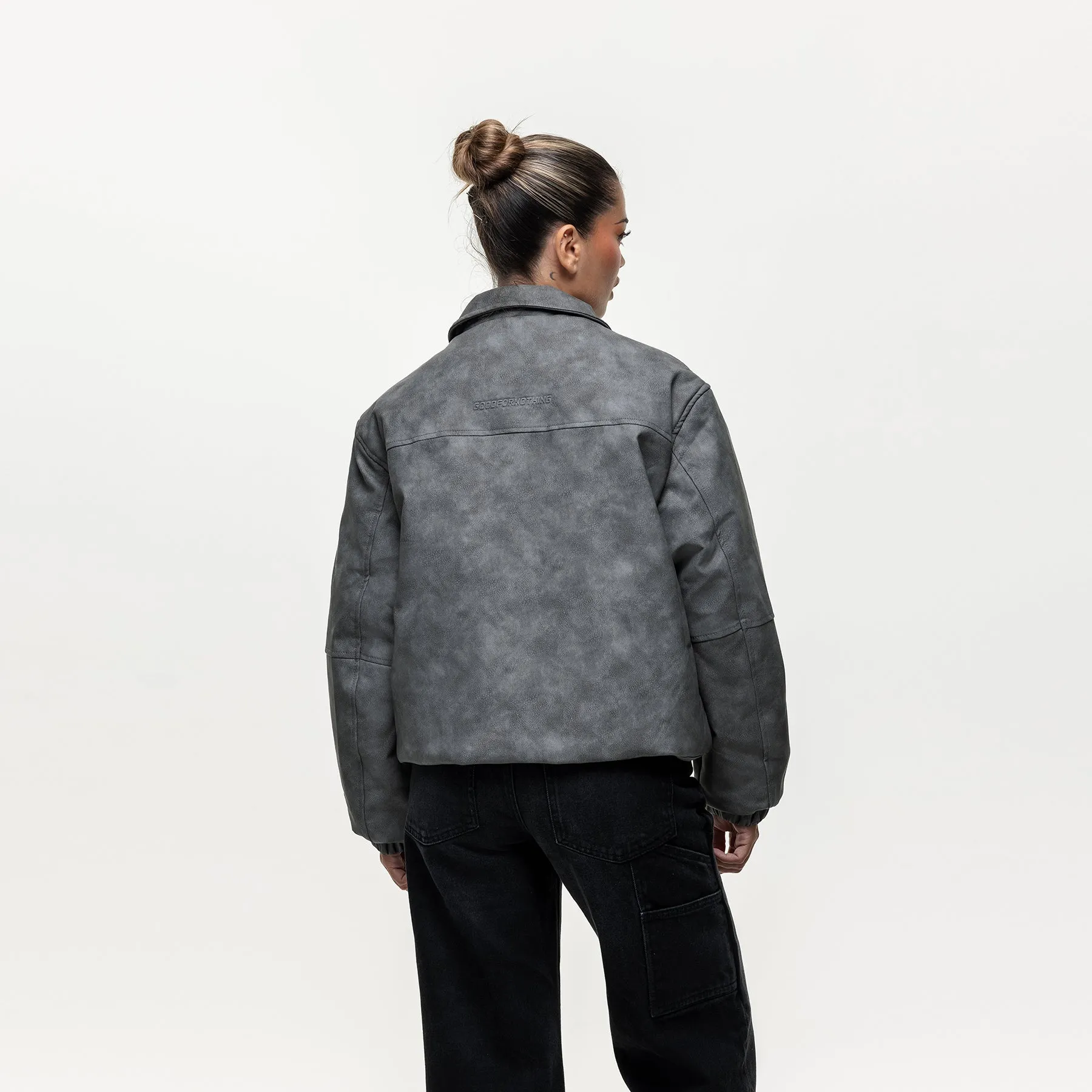 Vintage Grey Leather Coach Jacket sold by Good for Nothing product image thumbnail 2