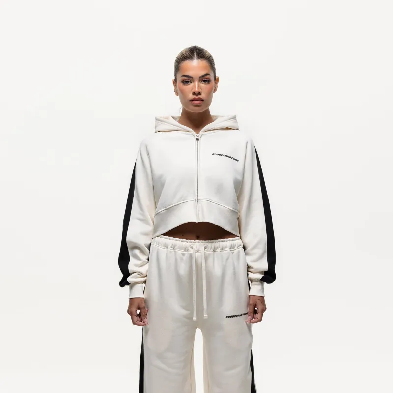 Vintage Track Cream Zip Hoodie (Final Sale) sold by Good For Nothing Clothing