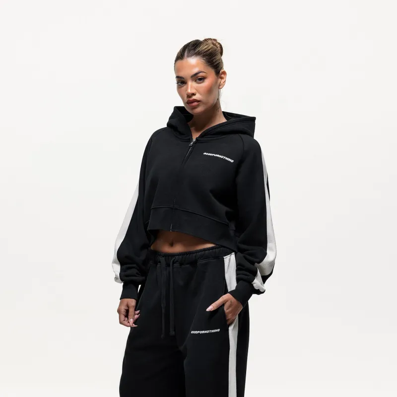 Vintage Track Black Zip Hoodie (Final Sale) sold by Good For Nothing Clothing