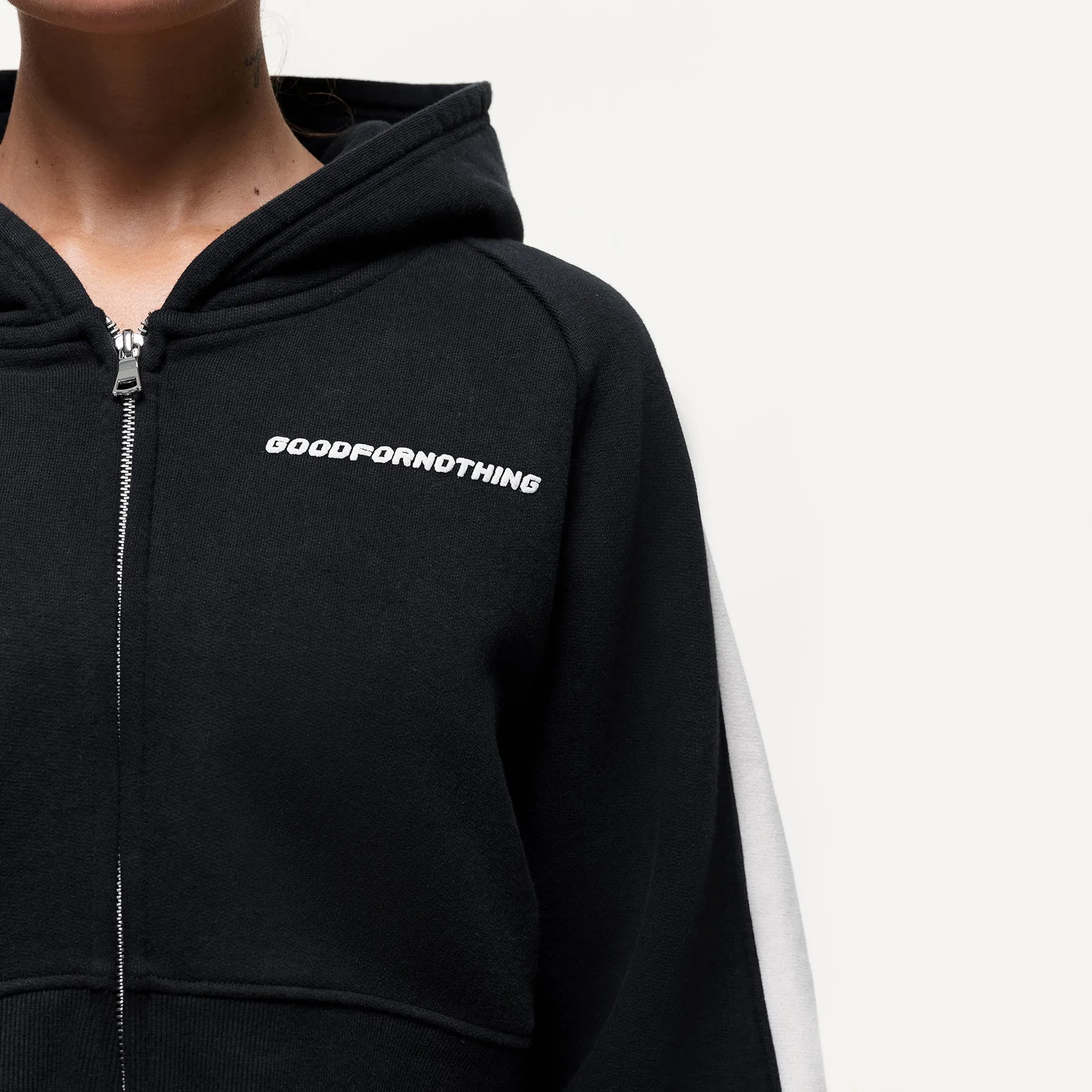 Vintage Track Black Zip Hoodie (Final Sale) sold by Good for Nothing product image thumbnail 3