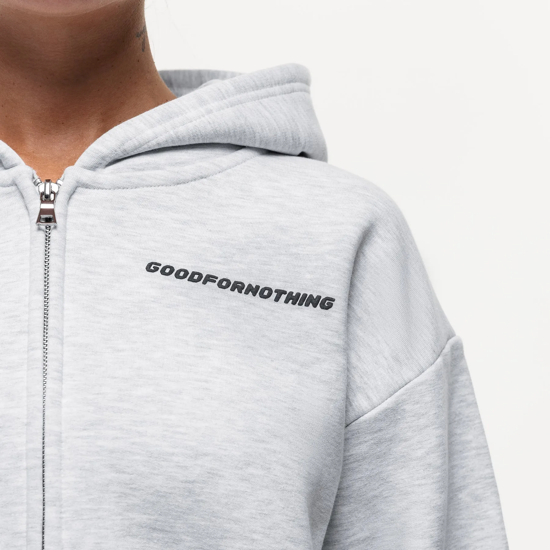Vintage Grey Marl Zip Hoodie sold by Good For Nothing Clothing product image thumbnail 2
