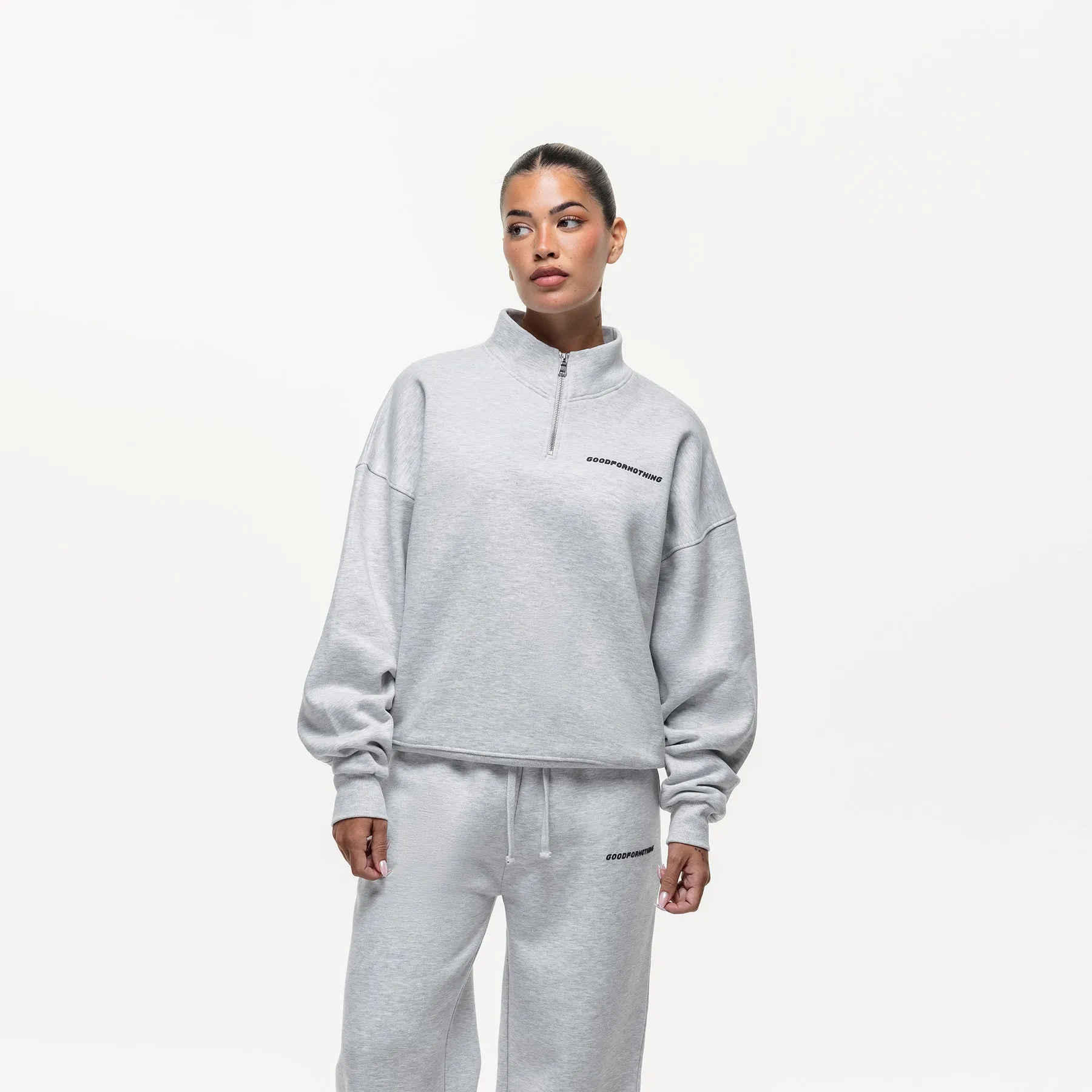 Vintage Grey Marl Funnel Zip Sweat sold by Good For Nothing Clothing product image thumbnail 4