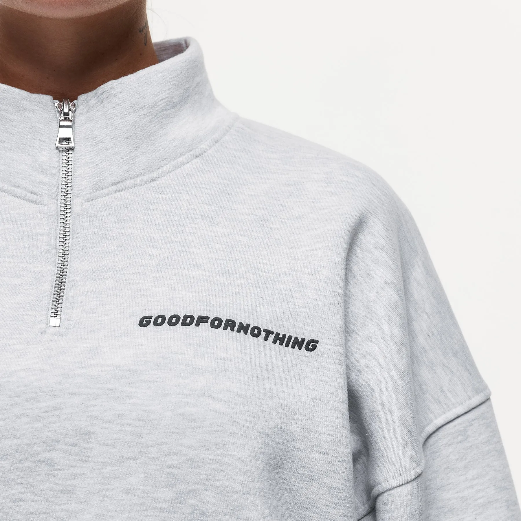 Vintage Grey Marl Funnel Zip Sweat sold by Good For Nothing Clothing product image thumbnail 3