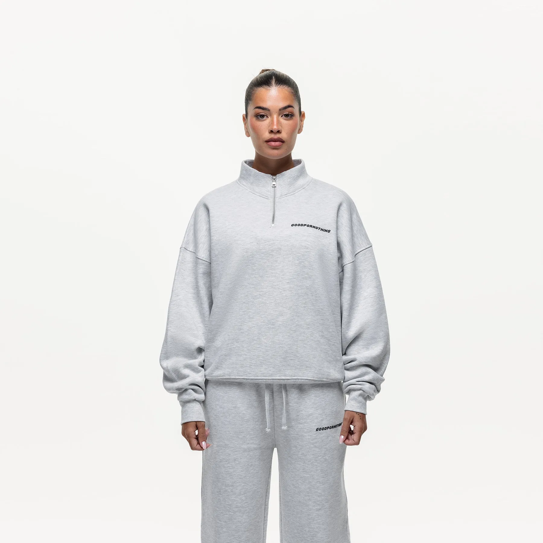 Vintage Grey Marl Funnel Zip Sweat sold by Good For Nothing Clothing