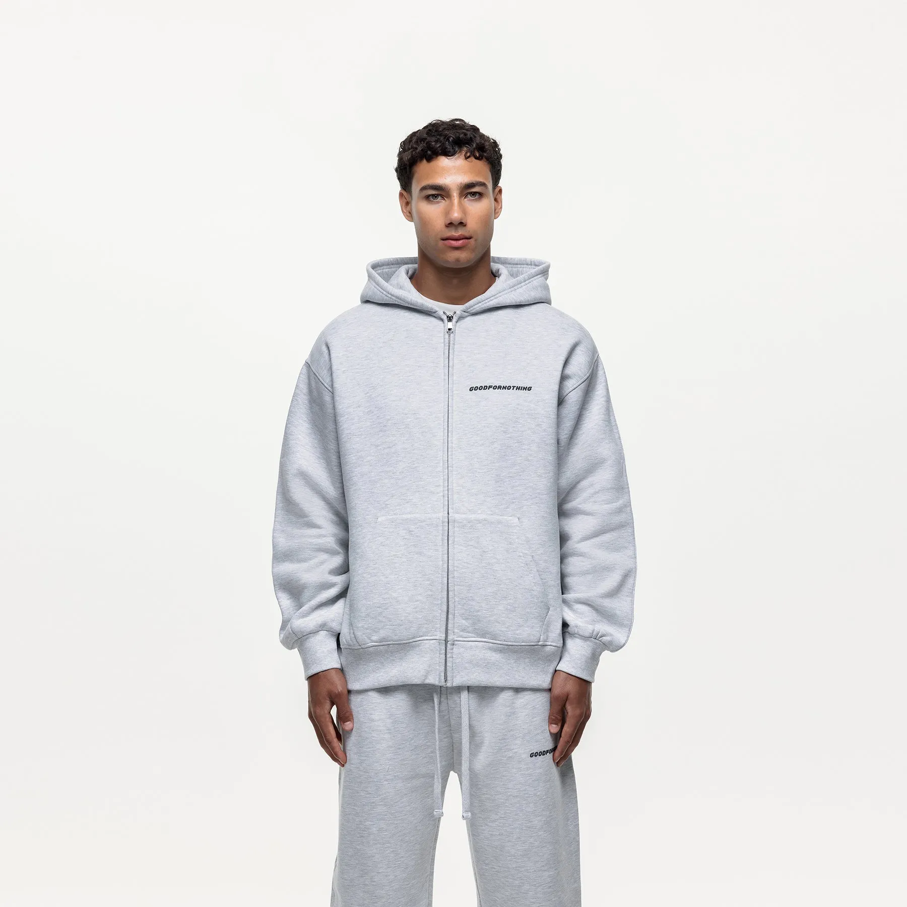 Vintage Grey Marl Zip Hoodie sold by Good For Nothing Clothing