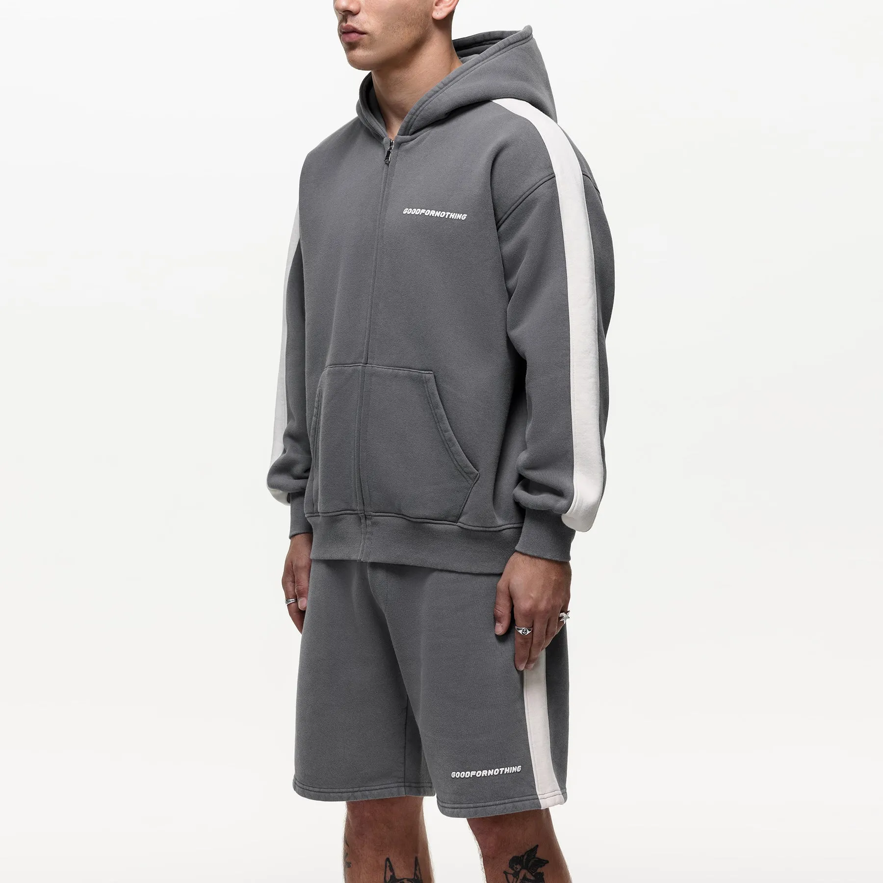 Vintage Track Grey Zip Hoodie sold by Good For Nothing Clothing product image thumbnail 3