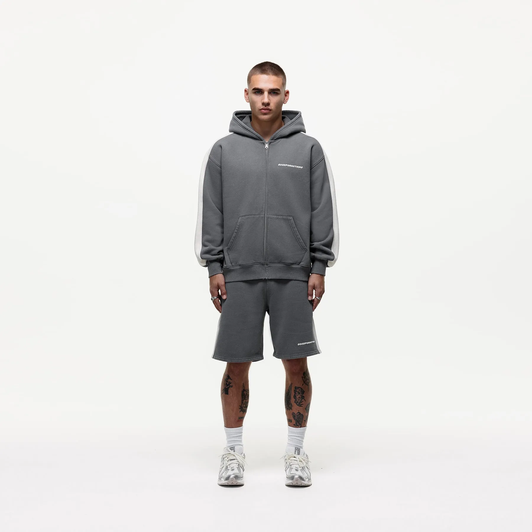 Vintage Track Grey Zip Hoodie sold by Good For Nothing Clothing product image thumbnail 4