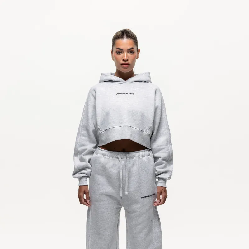 Outline Grey Marl Cropped Hoodie (Final Sale) sold by Good For Nothing Clothing