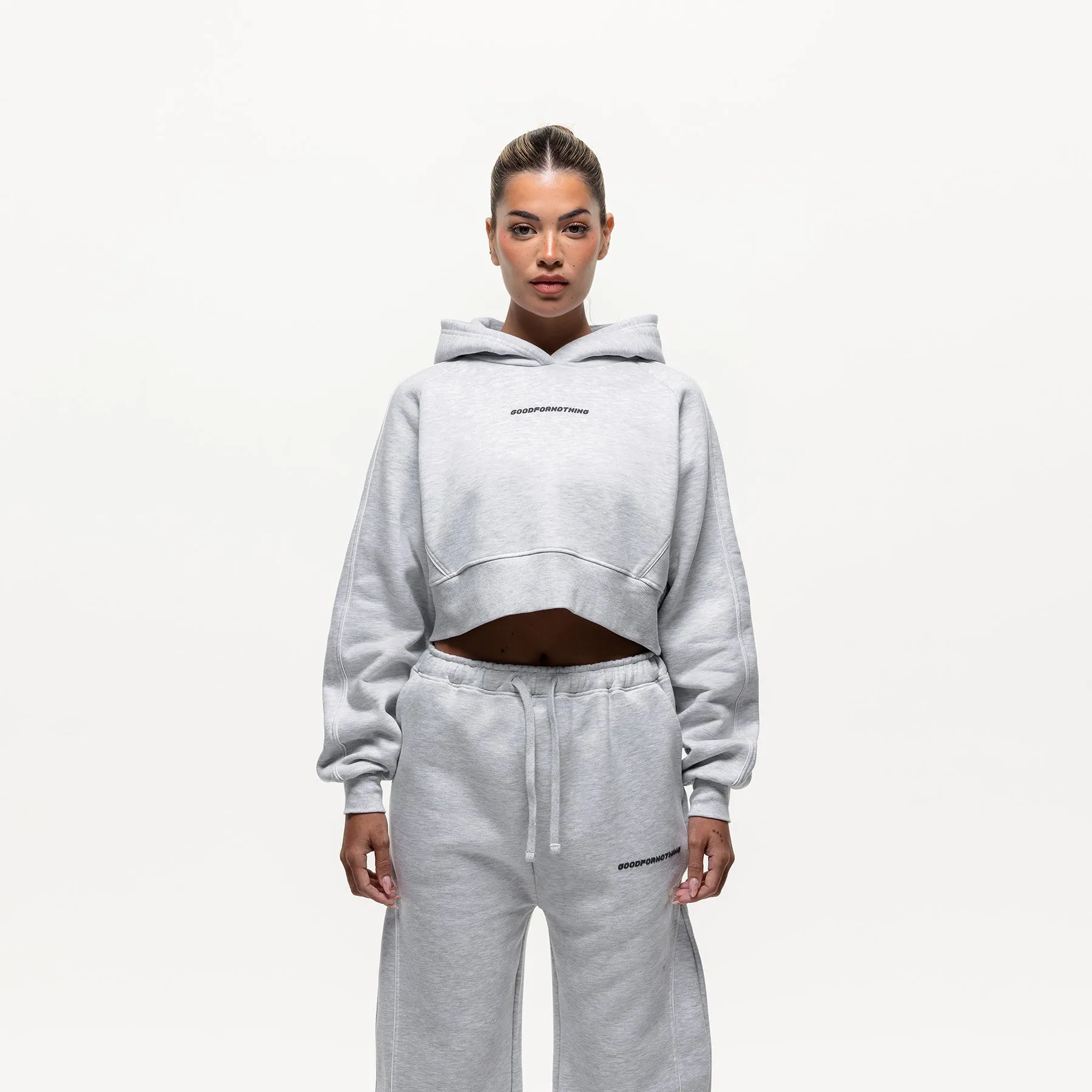 Outline Grey Marl Cropped Hoodie (Final Sale) sold by Good for Nothing