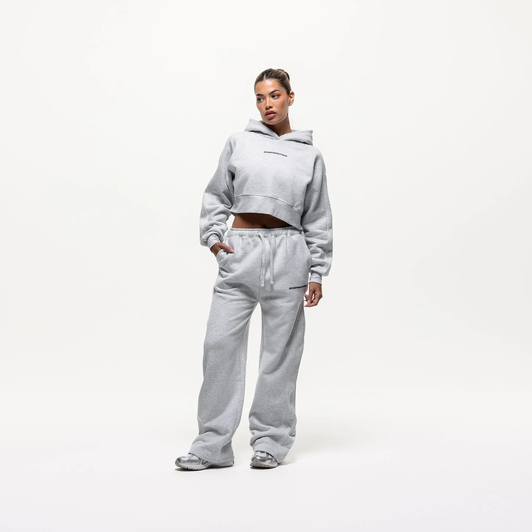 Outline Grey Marl Cropped Hoodie (Final Sale) sold by Good for Nothing product image thumbnail 4