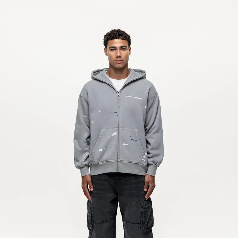 Abstract Washed Grey Paint Hoodie (Final Sale) sold by Good For Nothing Clothing