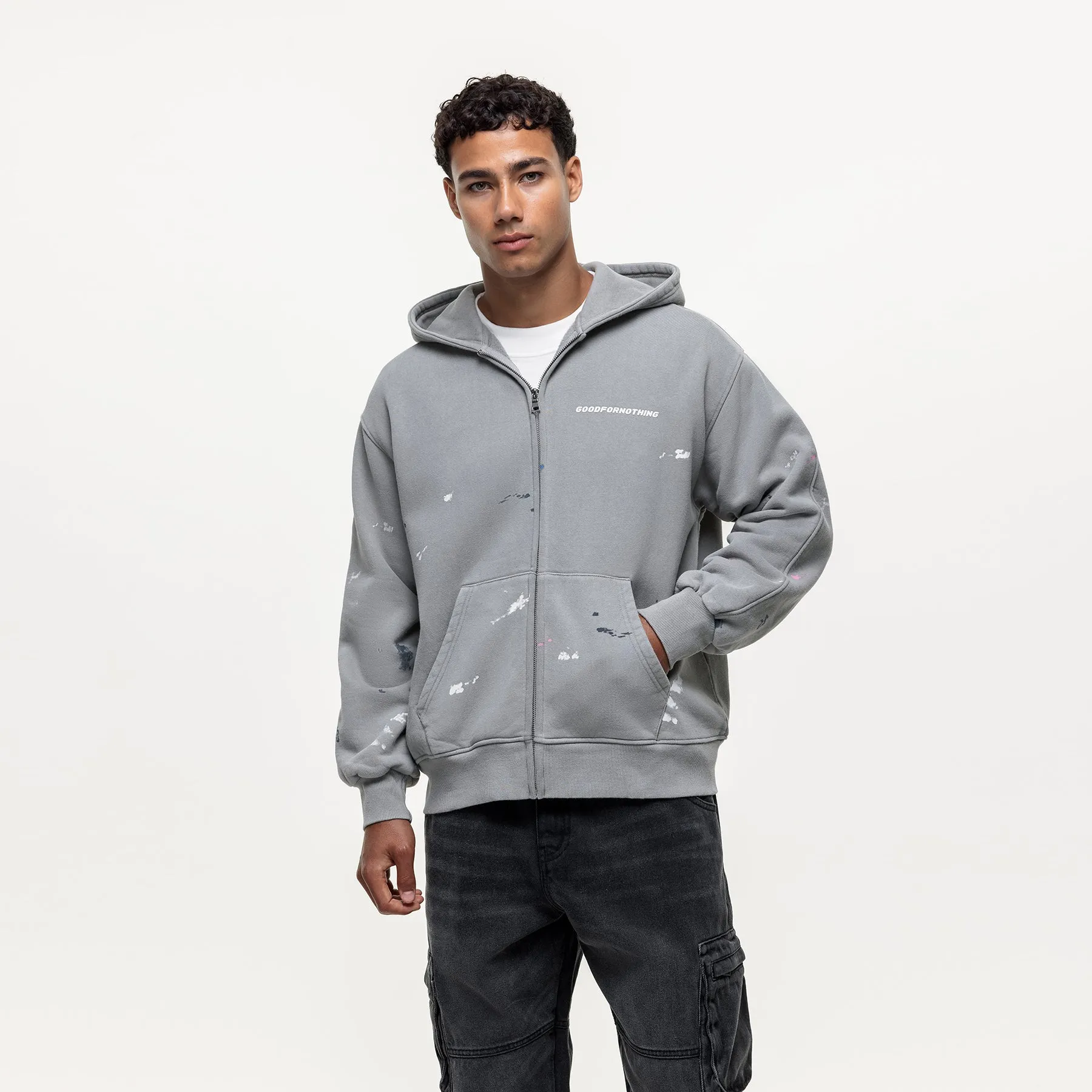 Abstract Washed Grey Paint Hoodie sold by Good For Nothing Clothing product image thumbnail 4