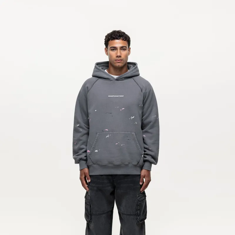 Concept Washed Grey Paint Hoodie (Final Sale) sold by Good For Nothing Clothing
