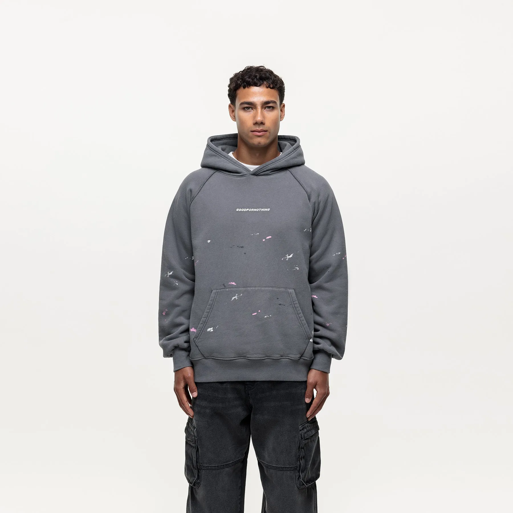 Concept Washed Grey Paint Hoodie sold by Good For Nothing Clothing