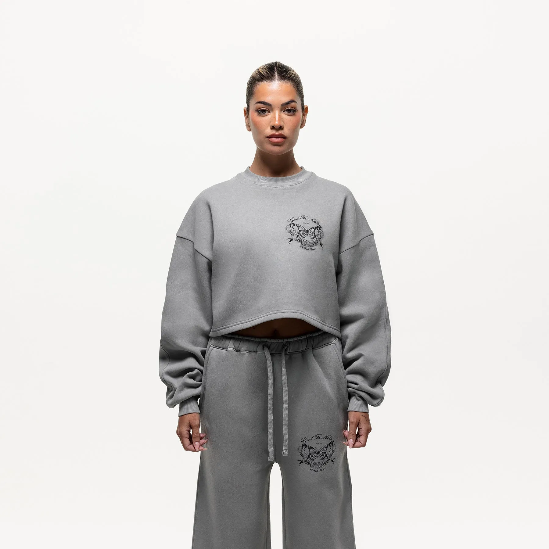 Renaissance Cropped Grey Sweatshirt sold by Good for Nothing product image thumbnail 2