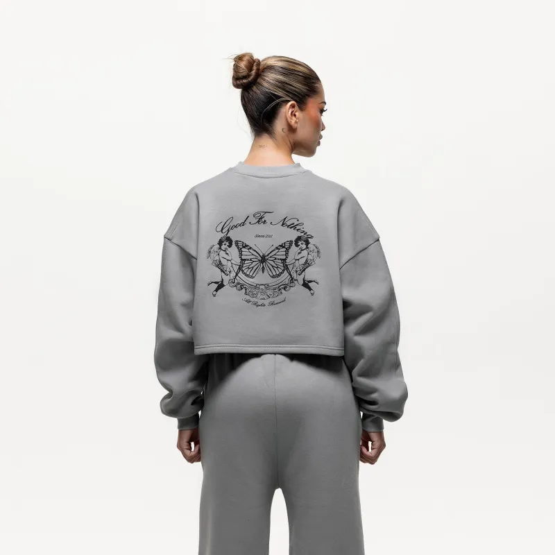 Renaissance Cropped Grey Sweatshirt (Final Sale) sold by Good For Nothing Clothing
