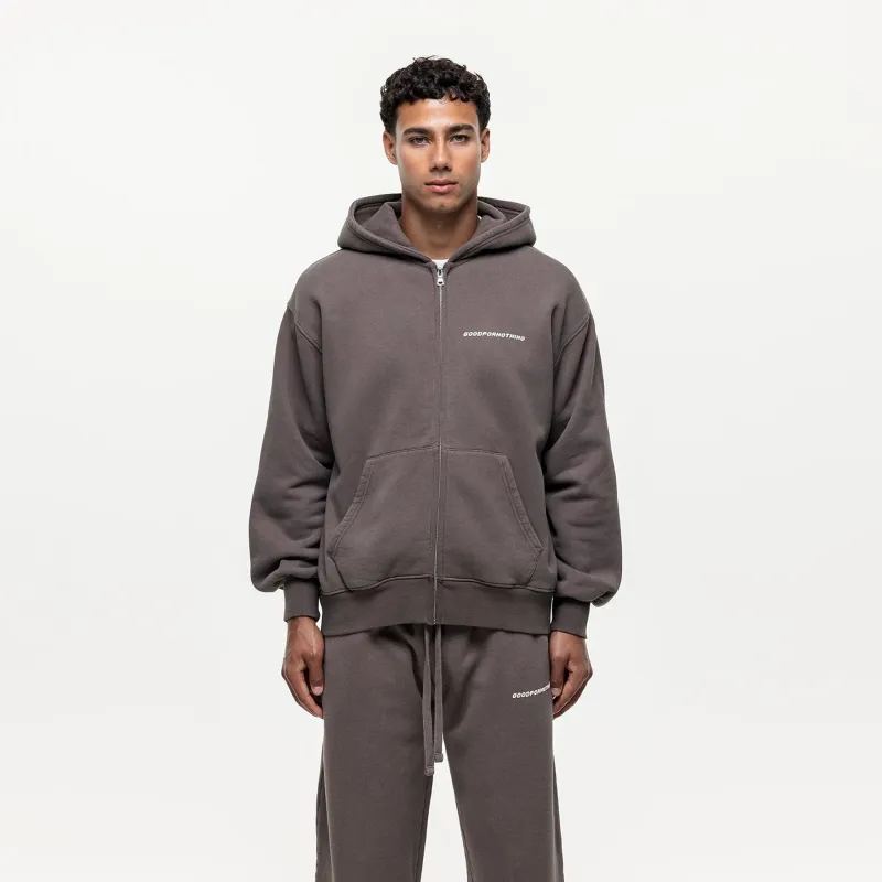 Vintage Washed Taupe Zip Hoodie sold by Good For Nothing Clothing
